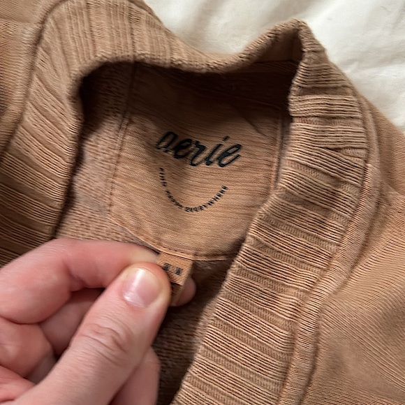 Aerie down to earth oversized tan ribbed sweatshirt - Picture 4 of 7